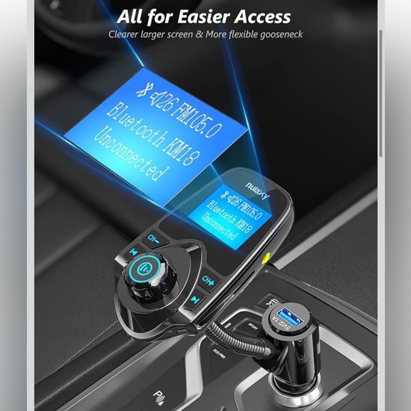 Nulaxy Car Bluetooth FM Transmitter 1.44” Display Flexible Gooseneck Handsfree - Picture 4 of 9